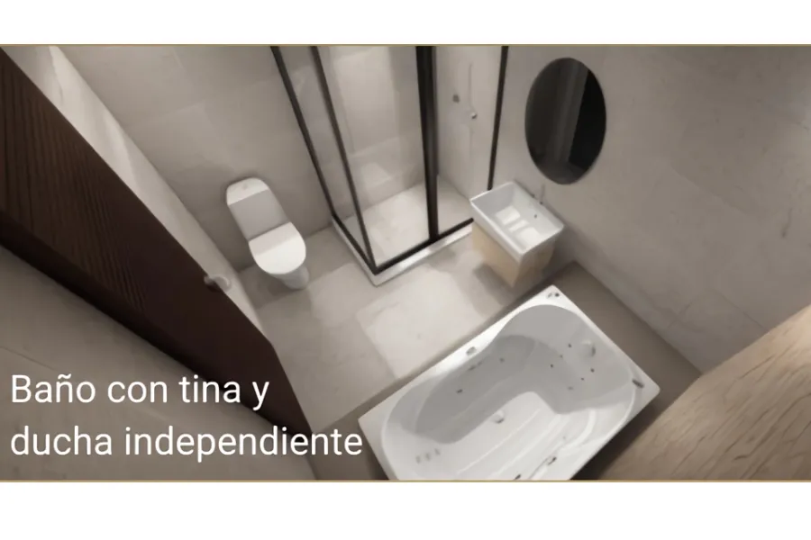 Baño con tina y ducha independiente