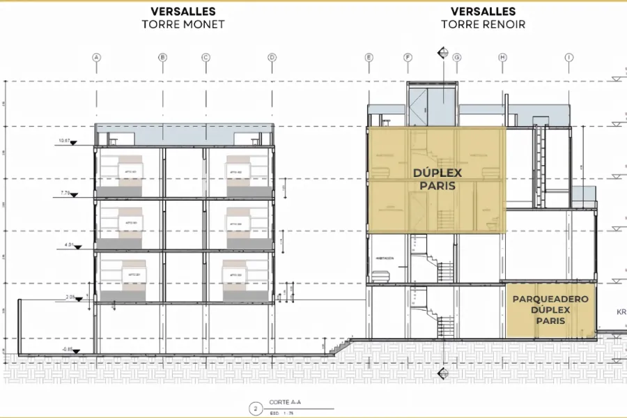 Plano ubicación apartamento en torre Renoir