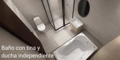 Baño con tina y ducha independiente